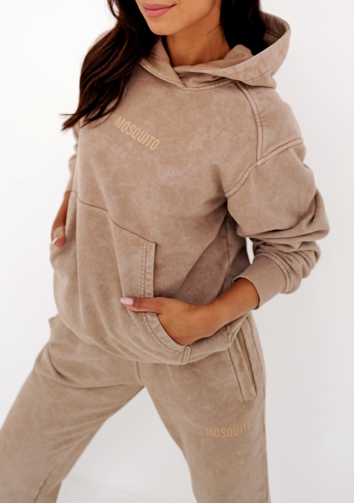 Sabo - Bluza z kapturem z efektem sprania Coffee