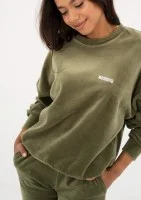 Pure - Olive green velvet sweatshirt