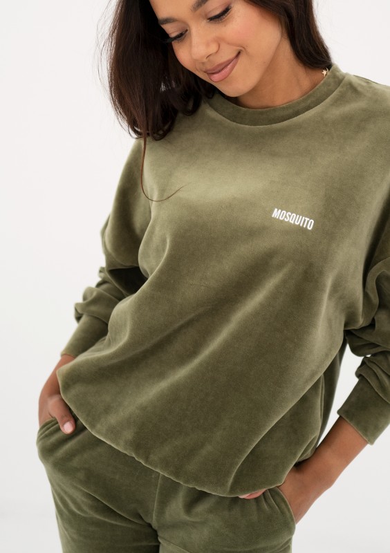 Pure - Olive green velvet sweatshirt