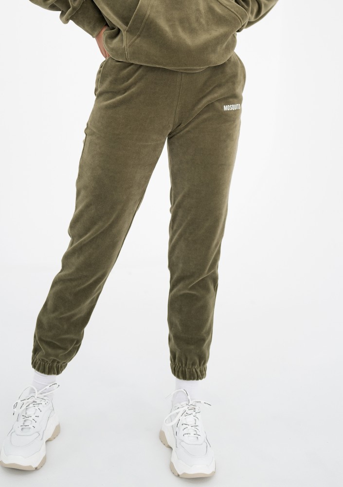 Pure - Olive green velvet oversize sweatpants