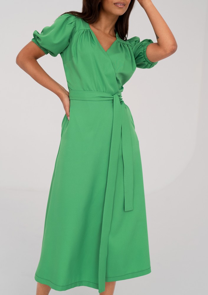 Selma - Pink spotted wrap dress