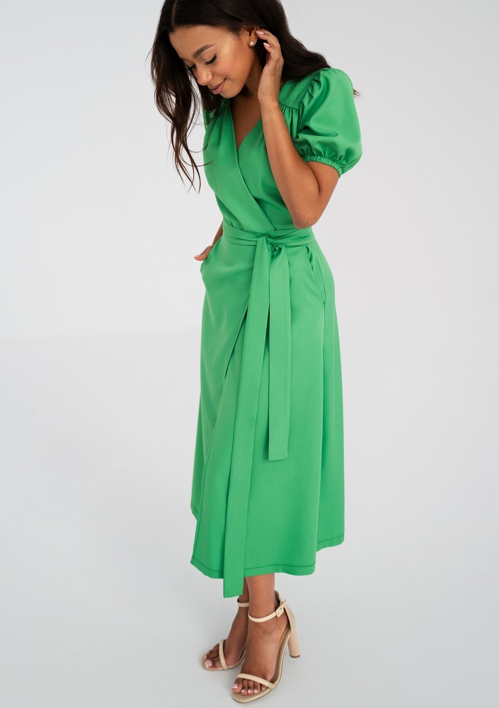 Selma - Pink spotted wrap dress