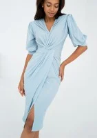 Zoela - Shiny light blue dress