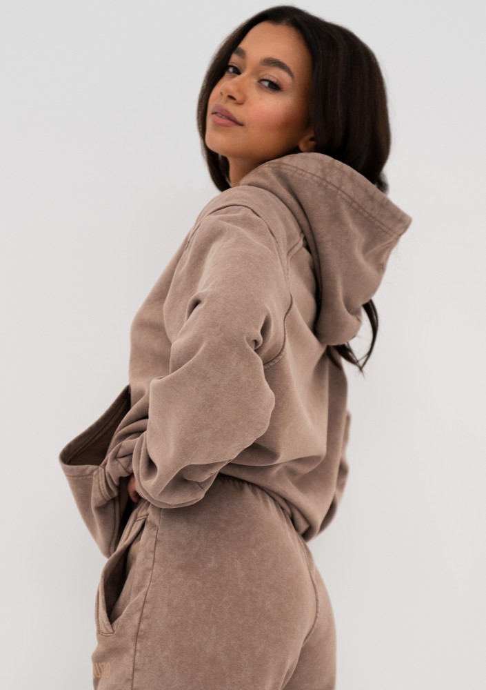 Sabo - Coffee beige vintage wash hoodie