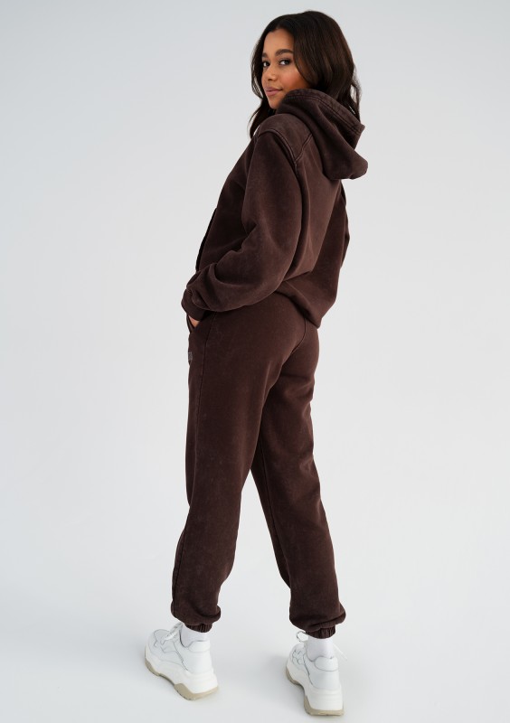 Sabo - Dark brown vintage wash hoodie