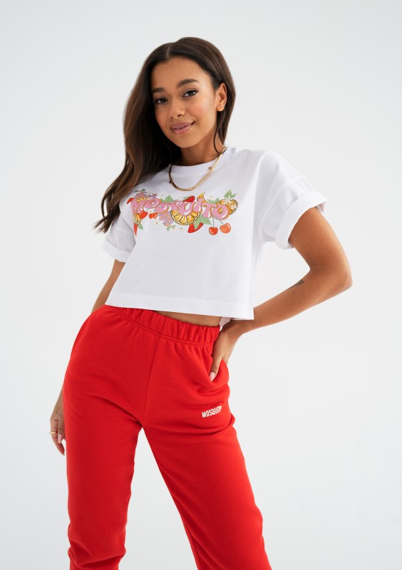Way - White crop top ''Fruits" logo