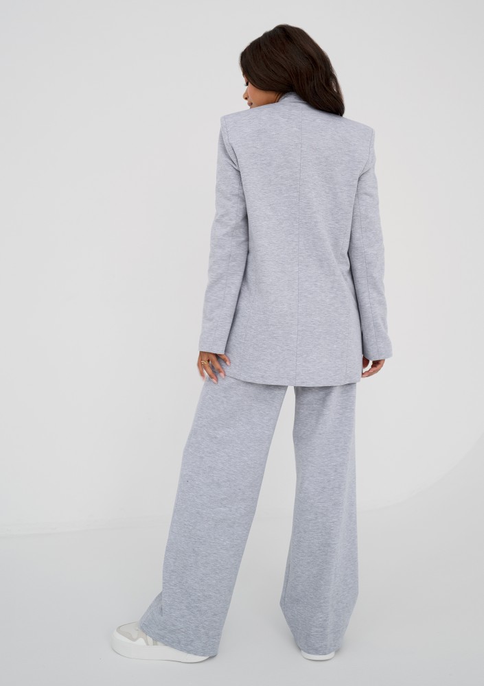 Ellis - Loose light melange grey cotton pants