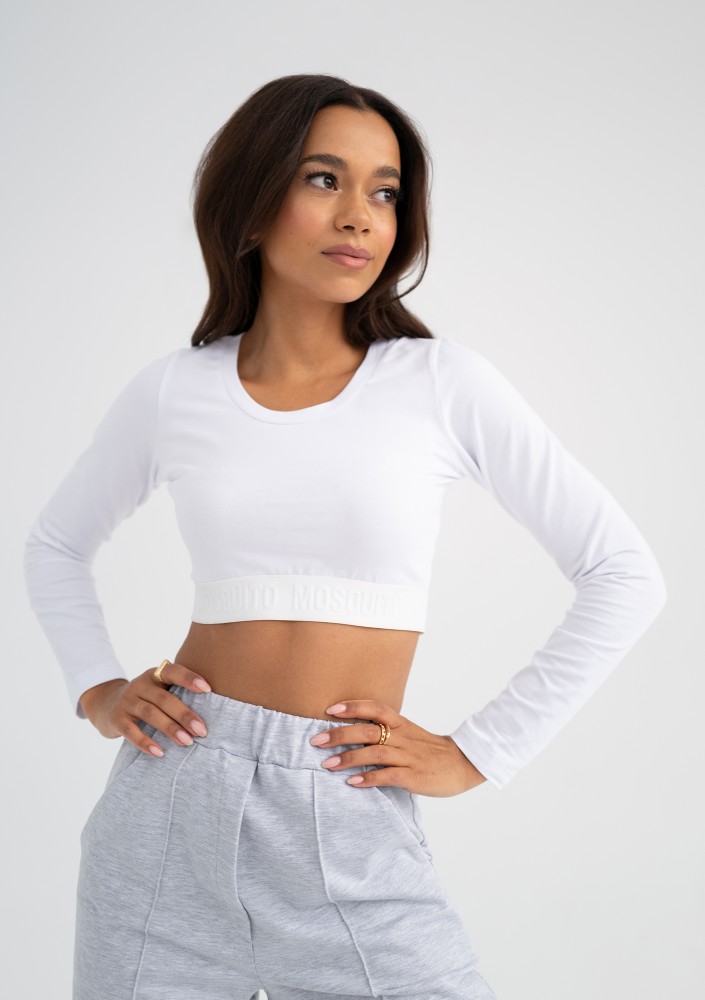 Sayo - White top with a logo stripe