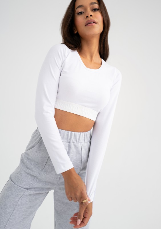 Sayo - Top z logowanym zakończeniem Biały