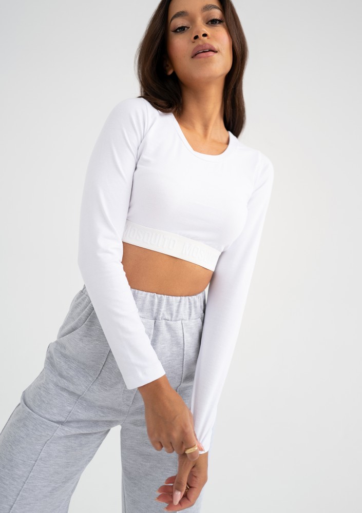 Sayo - White top with a logo stripe