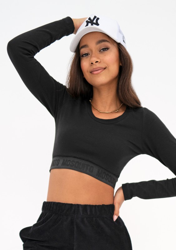 Sayo - Black top with a logo stripe