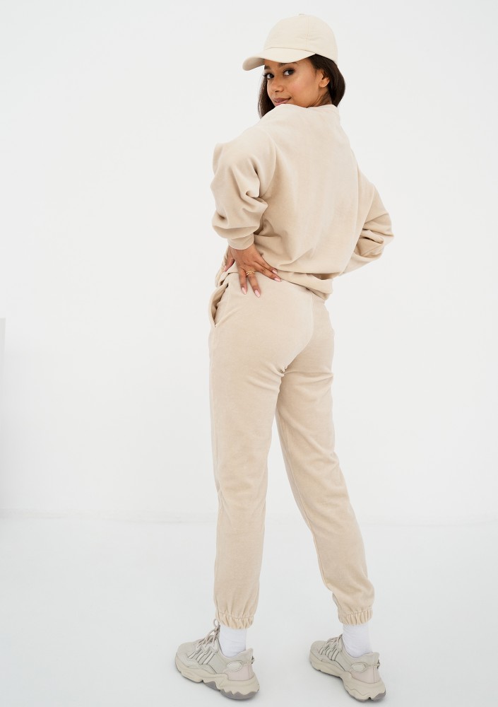 Pure - Bluza welurowa Light Sand