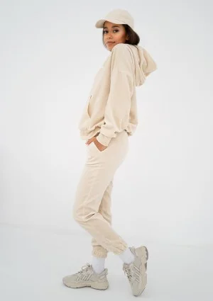 Pure - Bluza welurowa z kapturem Light Sand