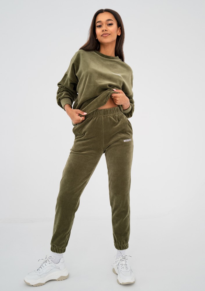 Pure - Bluza welurowa Natural Olive