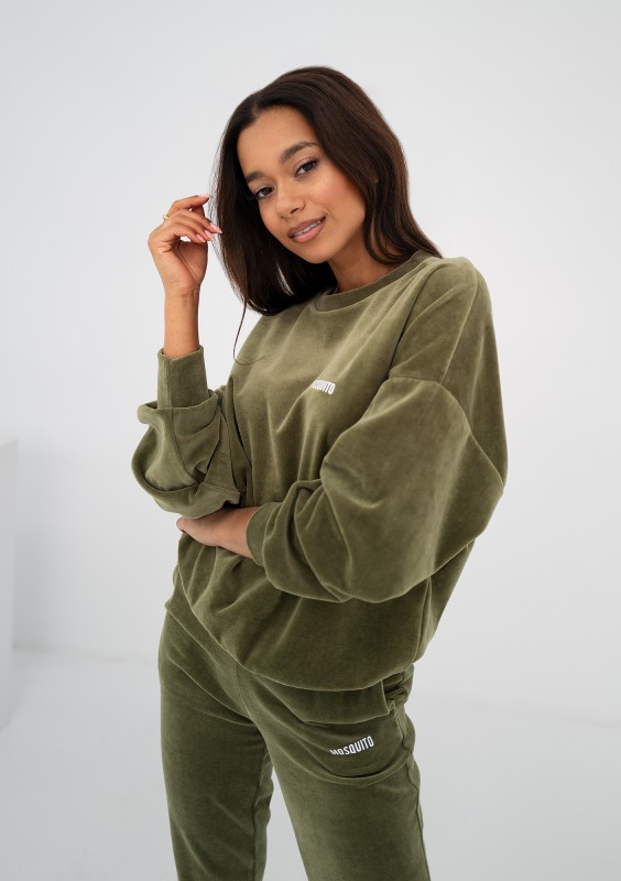 Pure - Bluza welurowa Natural Olive