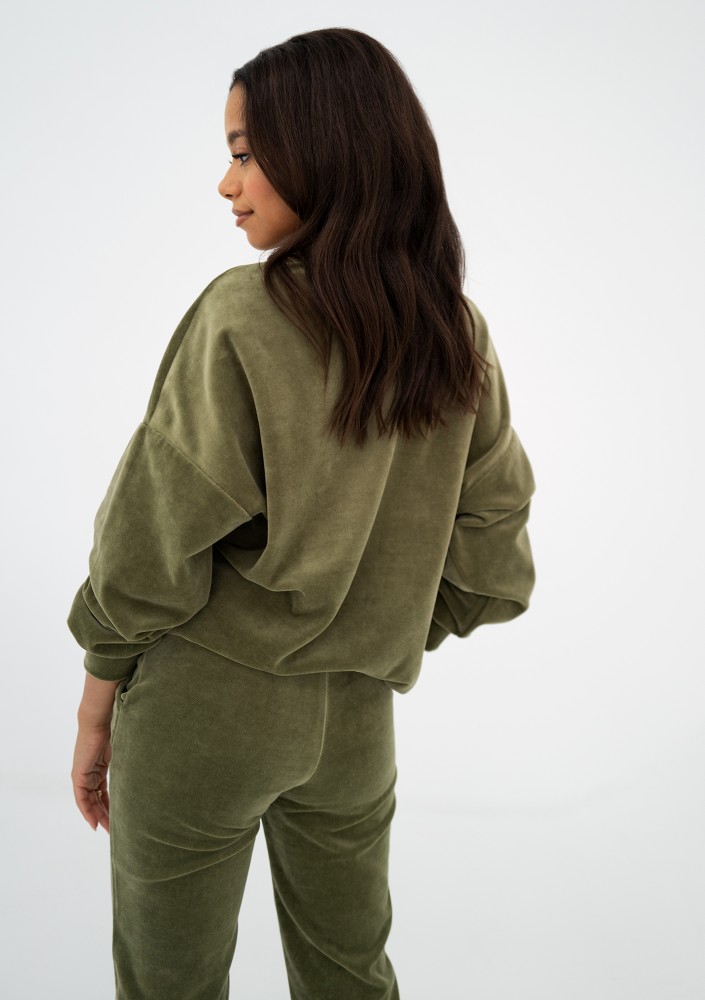 Pure - Bluza welurowa Natural Olive