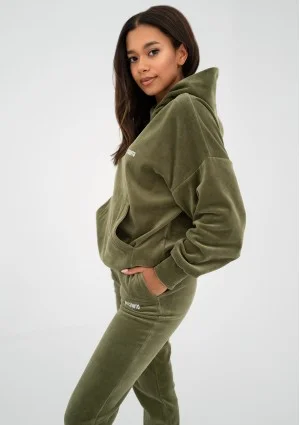Pure - Bluza welurowa z kapturem Natural Olive