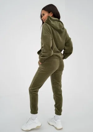 Pure - Bluza welurowa z kapturem Natural Olive
