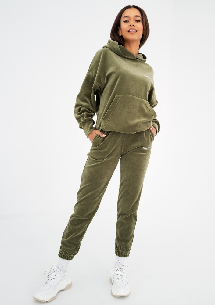 Pure - Spodnie welurowe Natural Olive