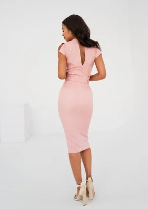 Gemma - Powder pink midi dress