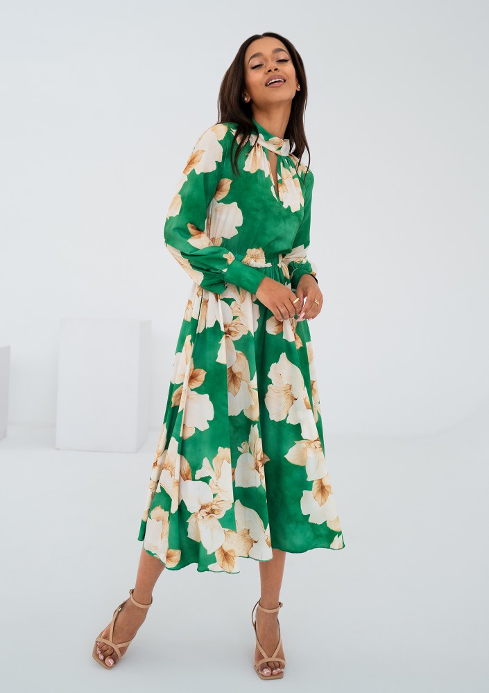 Florence - Green floral midi dress
