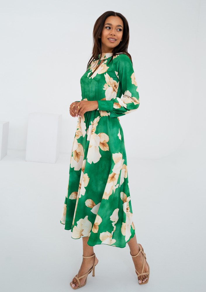 Florence - Green floral midi dress