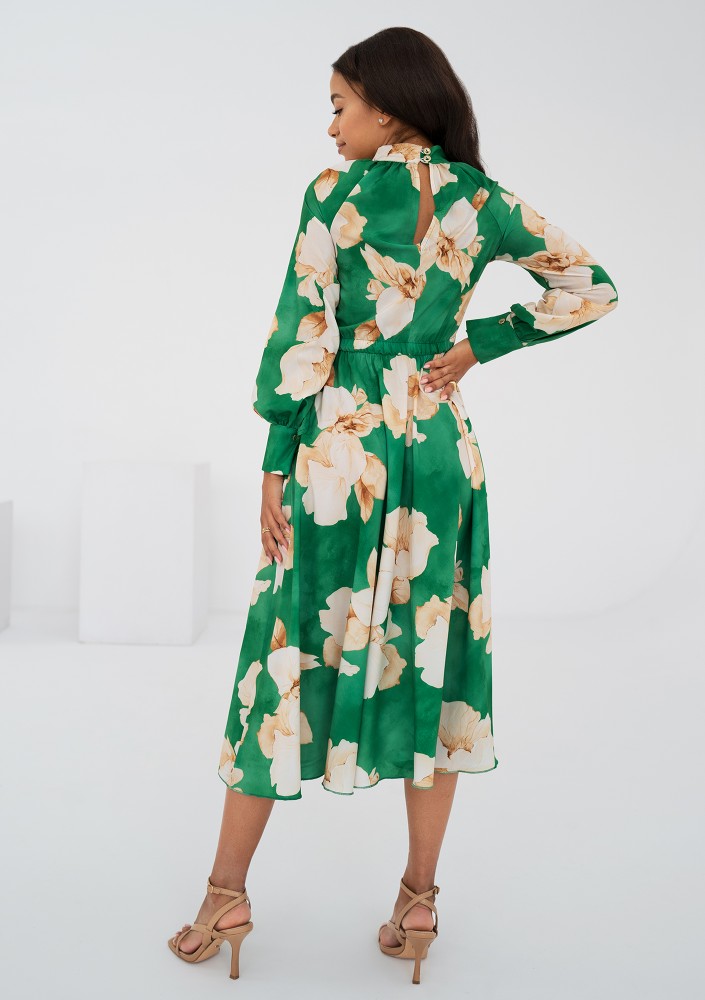 Florence - Green floral midi dress