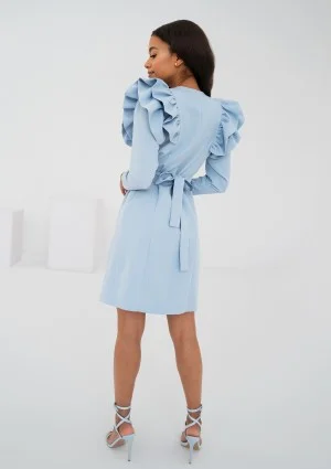 Donata - light blue mini wrap dress