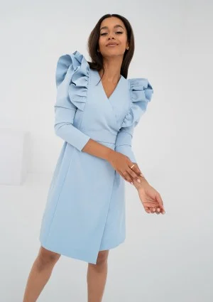 Donata - Kopertowa sukienka mini Błękitna