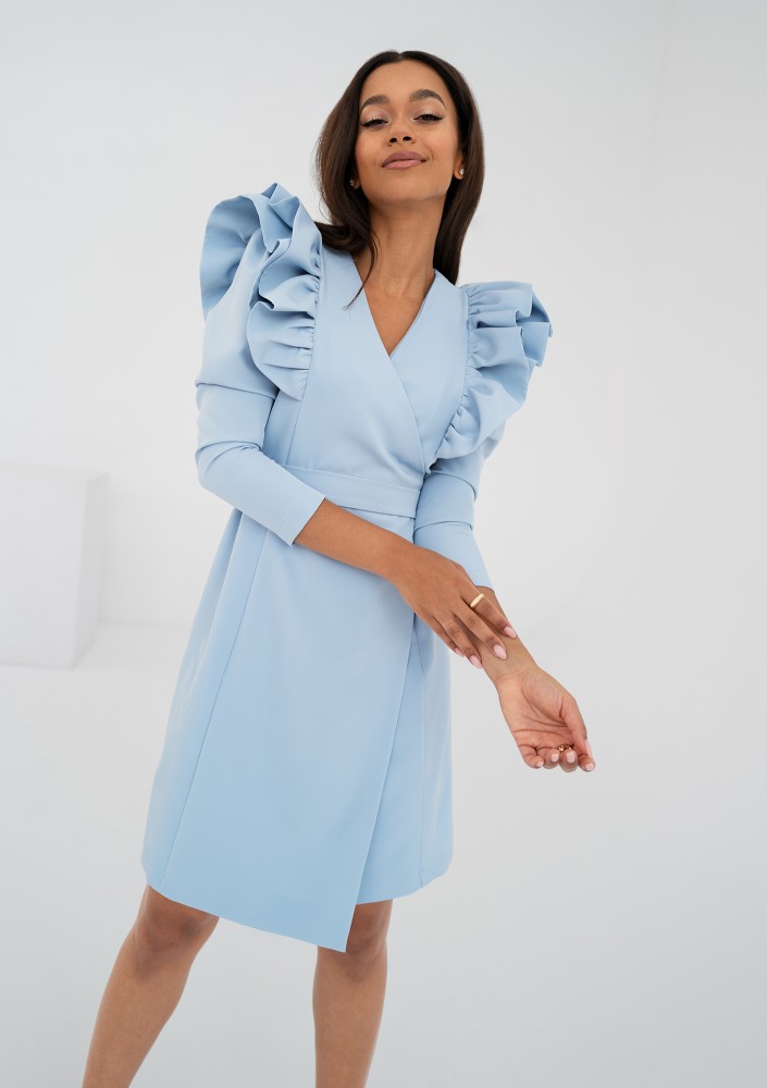 Donata - light blue mini wrap dress