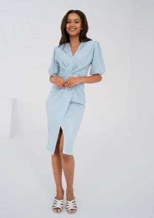 Zoela - Shiny light blue dress