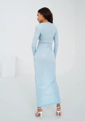 Callista - Shiny light blue maxi dress