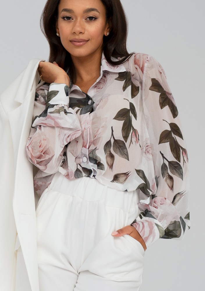 Dayla - Roses printed chiffon shirt