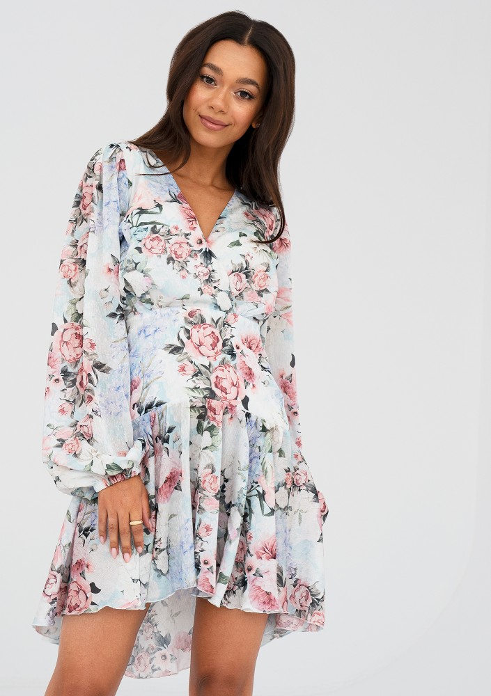 Tilli - Light blue floral printed mini dress