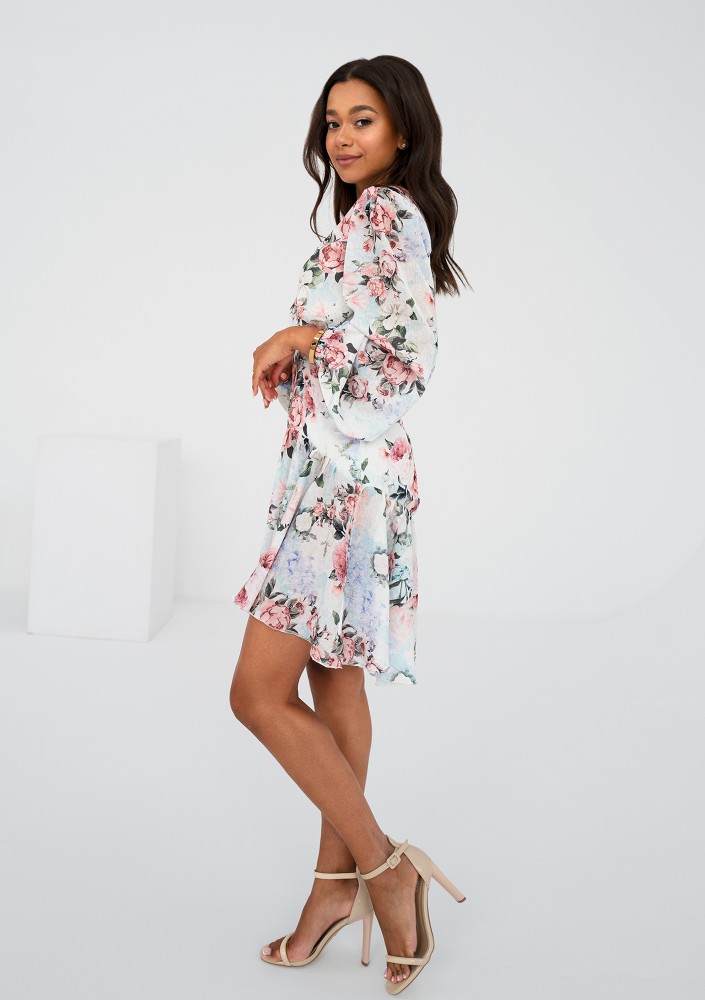 Tilli - Light blue floral printed mini dress