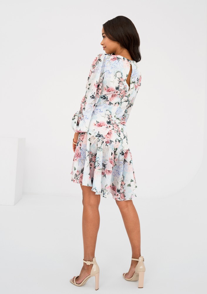 Tilli - Light blue floral printed mini dress