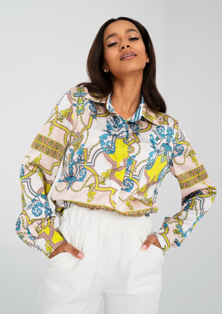Dayla - Ornamental printed satin shirt