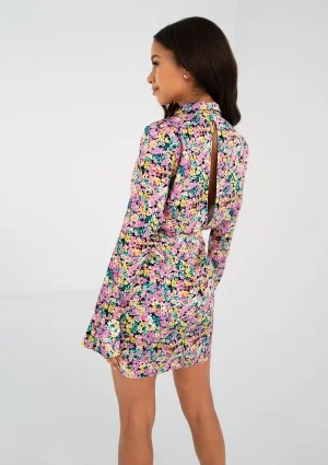 Nita - Floral printed satin mini dress