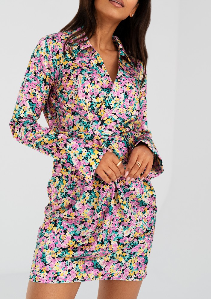 Nita - Floral printed satin mini dress