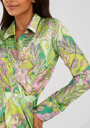 Nita - Sukienka z wycięciem na plecach Green Print
