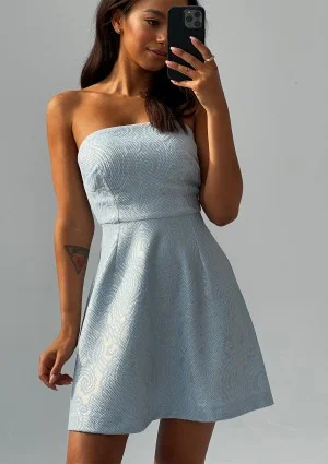 Claire - Light blue jacquard mini dress