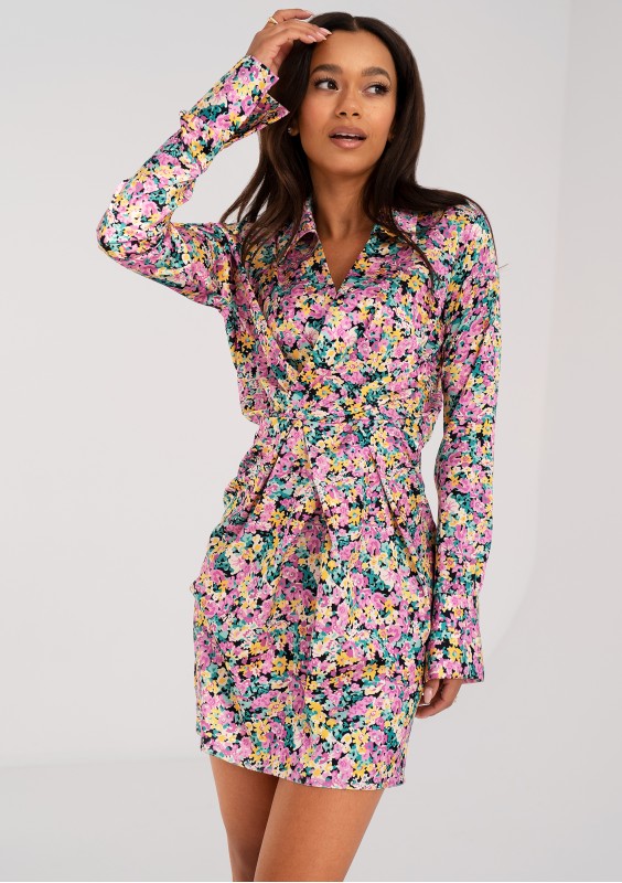 Nita - Floral printed satin mini dress