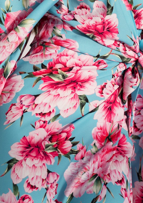 Rosell - Blue peony printed wrap dress