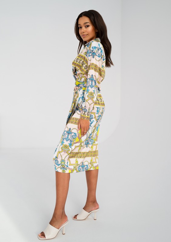 Emily - Sukienka midi z satyny Yellow Print