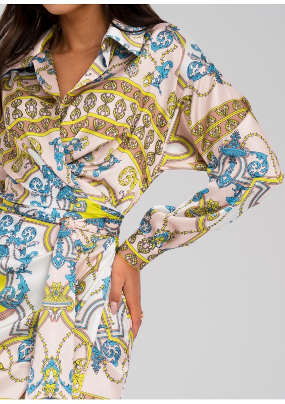 Emily - Sukienka midi z satyny Yellow Print