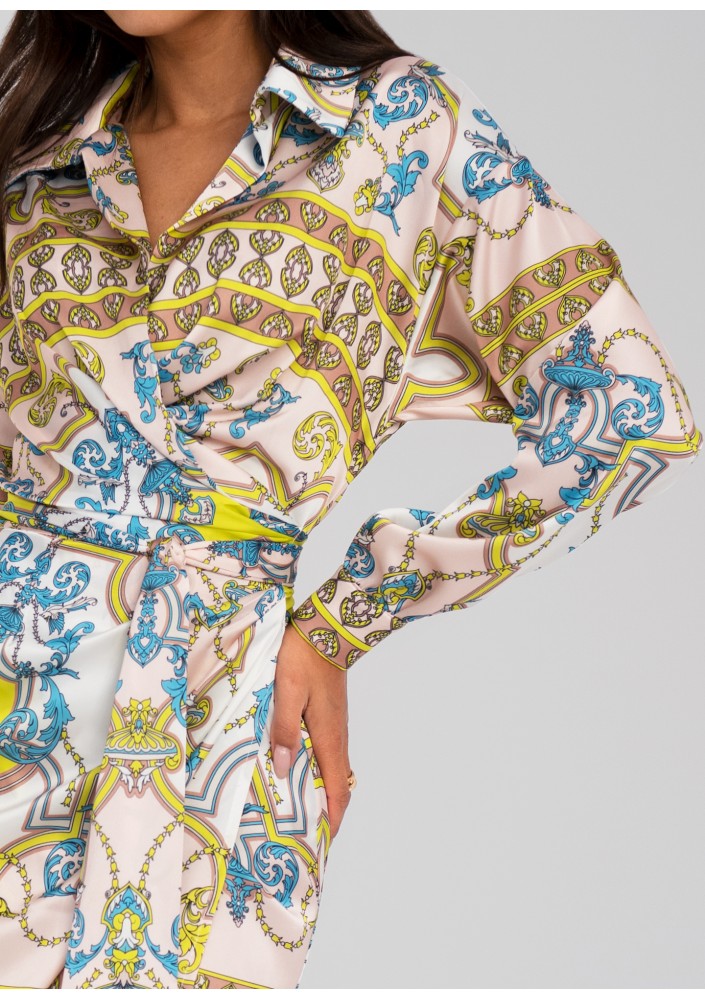 Emily - Ornamental mid-length wrap dress