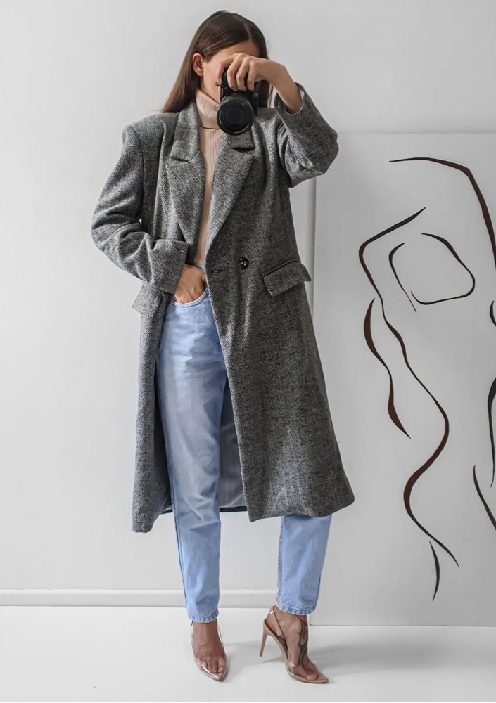 Avino - Grey chevron coat