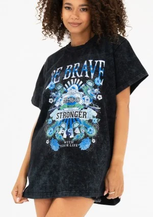 Rave - Black oversize T-shirt "Be Brave"