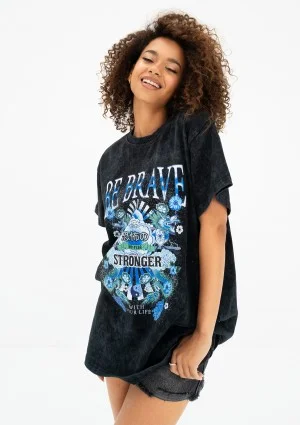 Rave - Black oversize T-shirt "Be Brave"