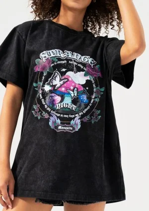 Rave - Black oversize T-shirt "Strange Night"